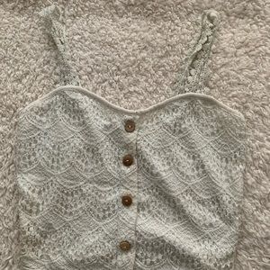 Lace button up top
